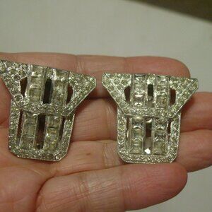Pair of Vintage Rhinestone Art Deco Clips